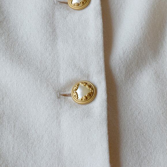 Vintage Kasper Wool Blazer with Scalloped Hem & Gold Buttons, Size 10 - Picture 5 of 8